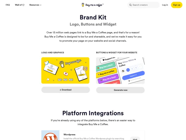 Buy Me a Coffee press & asset kit: Buy Me a Coffee Brand, Buttons and Widget
