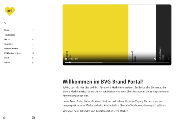 BVG brand portal: Willkommen
