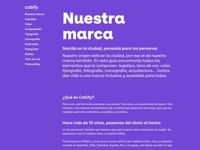 Cabify guidelines: Portal de marca