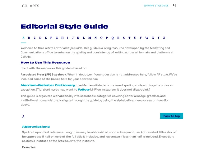 California Institute of the Arts guidelines: CalArts Brand Site