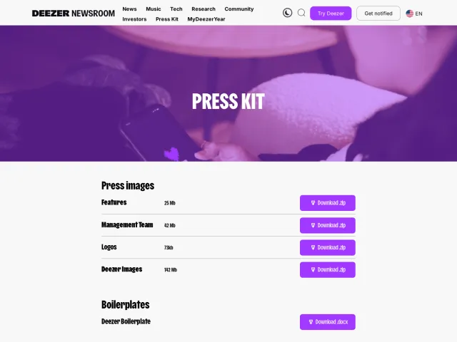 Deezer press & asset kit: Press Kit