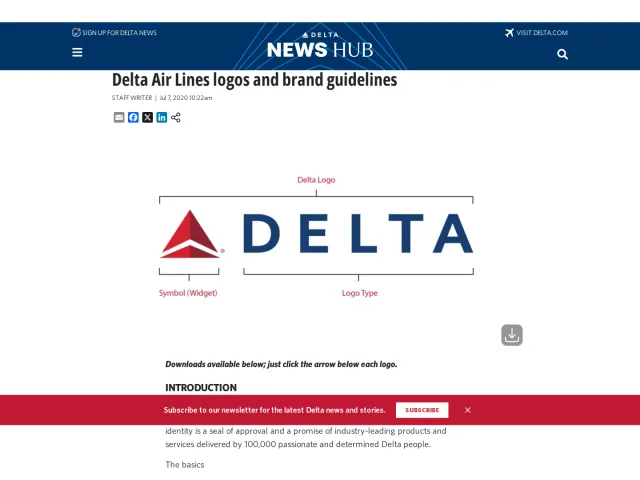 Delta Air Lines press & asset kit: Delta Air Lines logos and brand guidelines