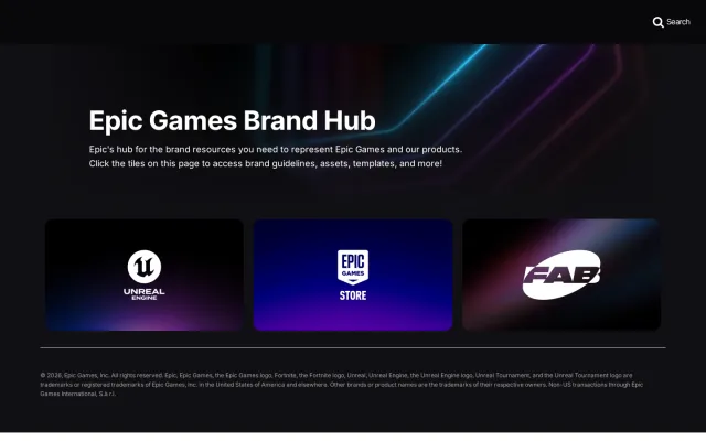 Epic Games brand portal: Home