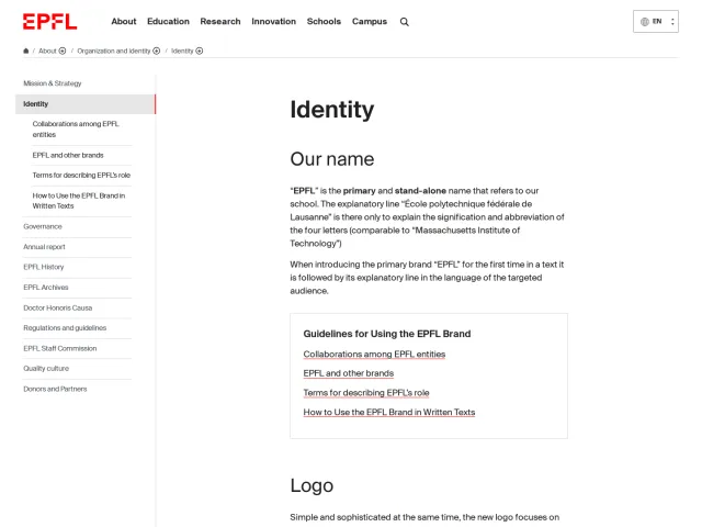 EPFL guidelines: Identity ‒ Organization and identity ‐ EPFL