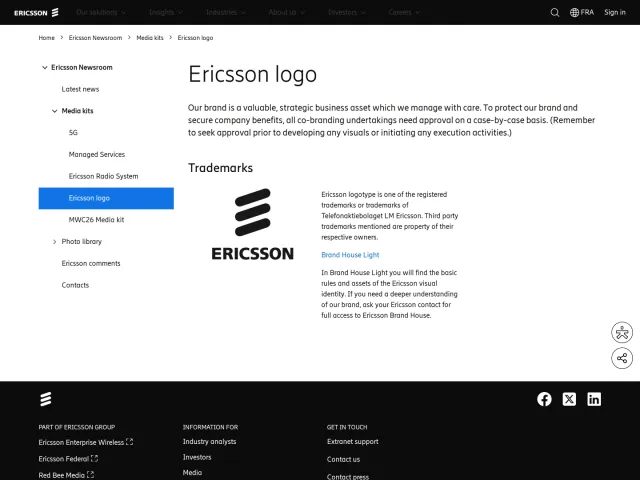 Ericsson press & asset kit: Brand and co-brand information about the Ericsson logo