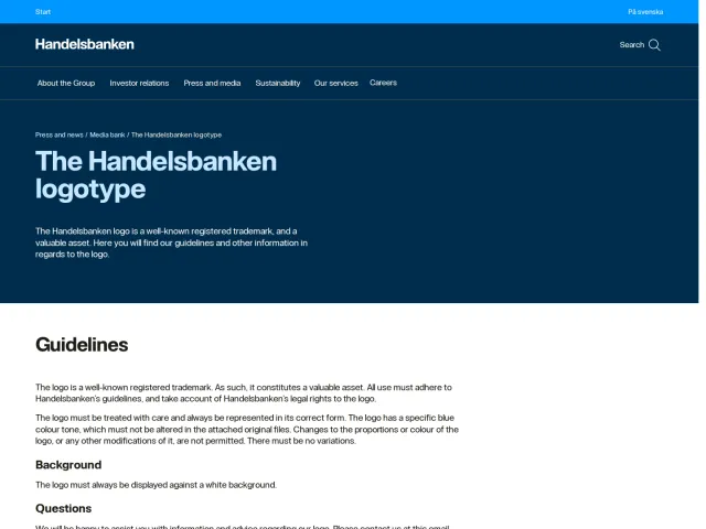 Handelsbanken press & asset kit: The Handelsbanken logotype