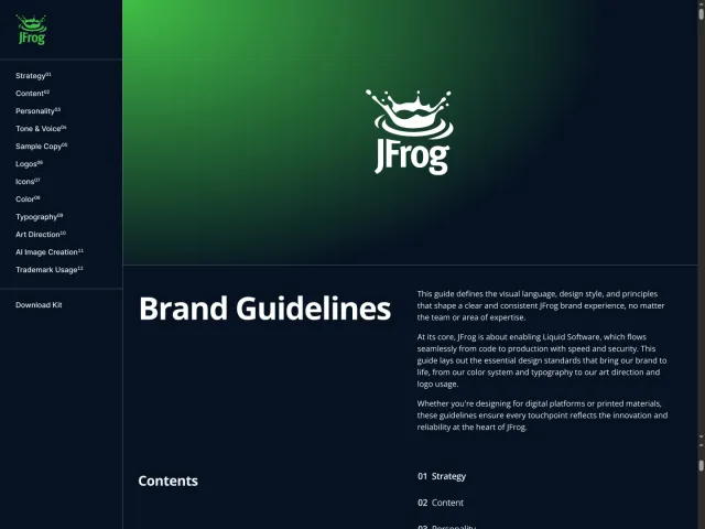 JFrog guidelines: JFrog Brand Guidelines