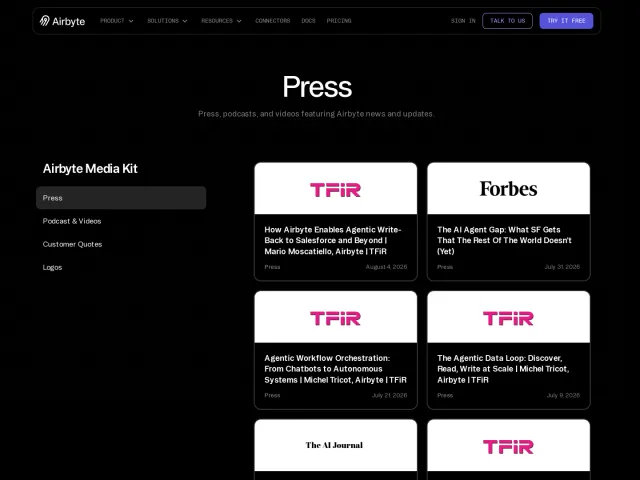 Airbyte press & asset kit: Press & Media Kit