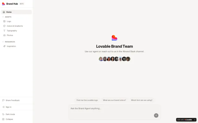 Lovable brand portal: Lovable Brand Hub