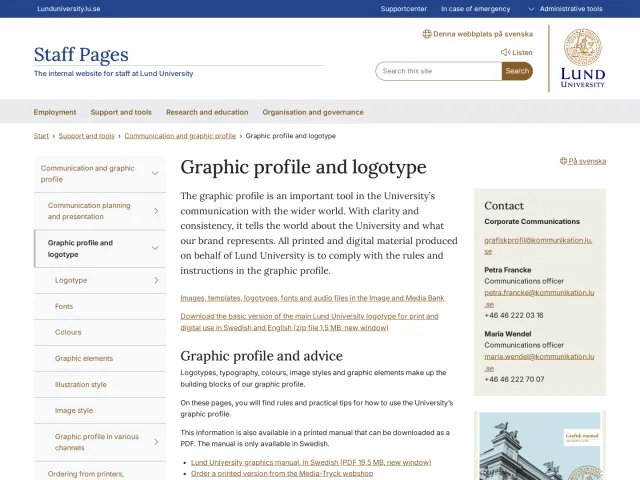 Lund University guidelines: Graphic profile and logotype