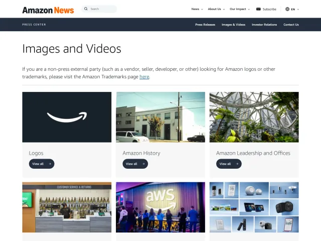 Amazon press & asset kit: Images and Videos