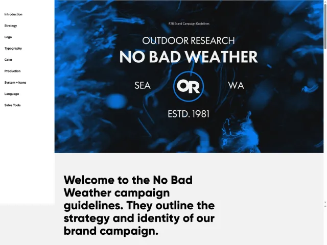 Outdoor Research guidelines: OR: No Bad Weather