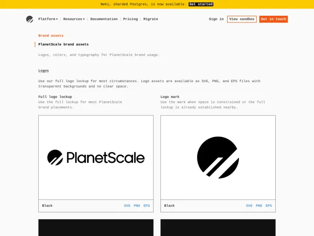PlanetScale press & asset kit: Brand assets