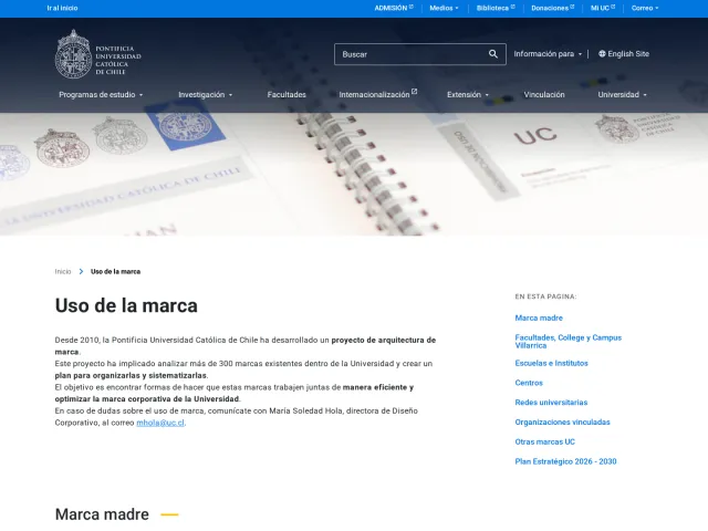 Pontificia Universidad Católica de Chile guidelines: Uso de la marca