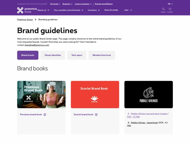 Proximus brand portal: Branding guidelines