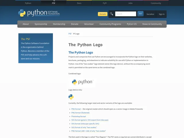 Python press & asset kit: The Python Logo