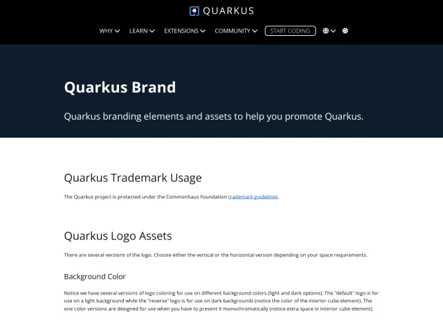 Quarkus guidelines: Quarkus Brand