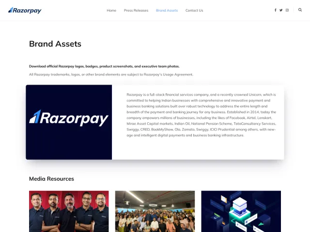 Razorpay press & asset kit: Brand Assets and Resources