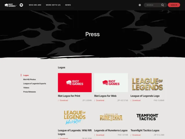 Riot Games press & asset kit: Logos