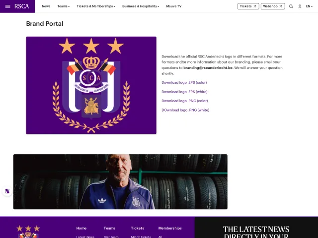 RSC Anderlecht press & asset kit: Brand Portal