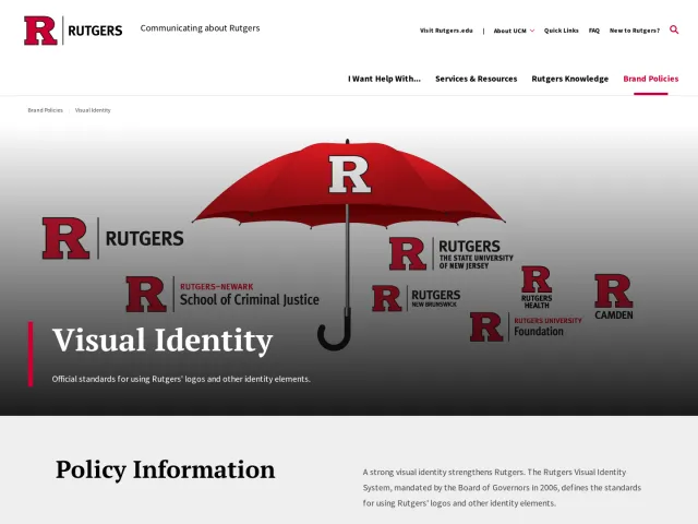 Rutgers University guidelines: Rutgers Visual Identity Policy and Guidelines