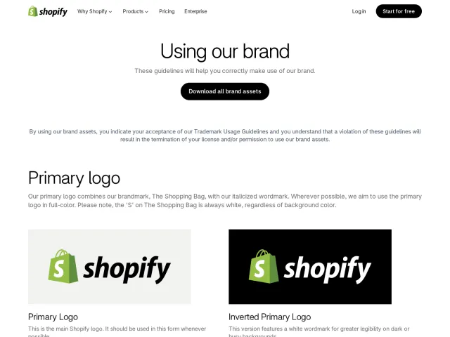 Shopify press & asset kit: Using our brand
