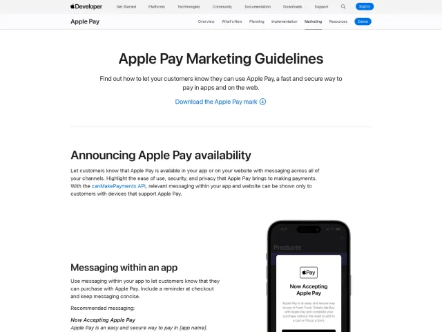Apple Pay guidelines: Marketing Guidelines