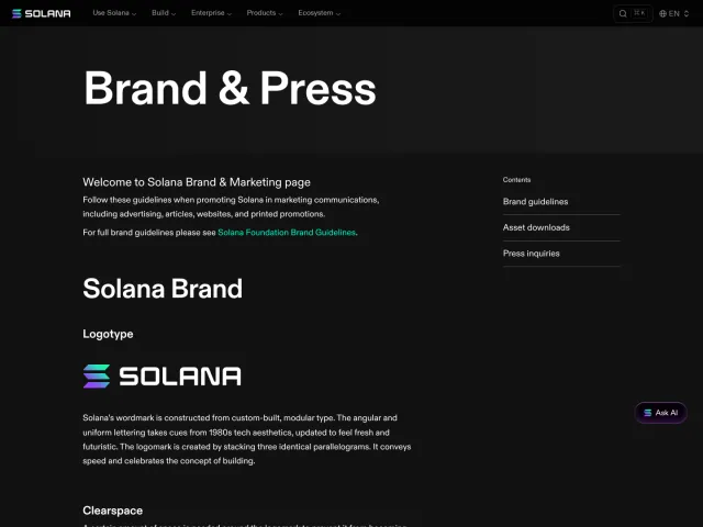 Solana guidelines: Brand & Press
