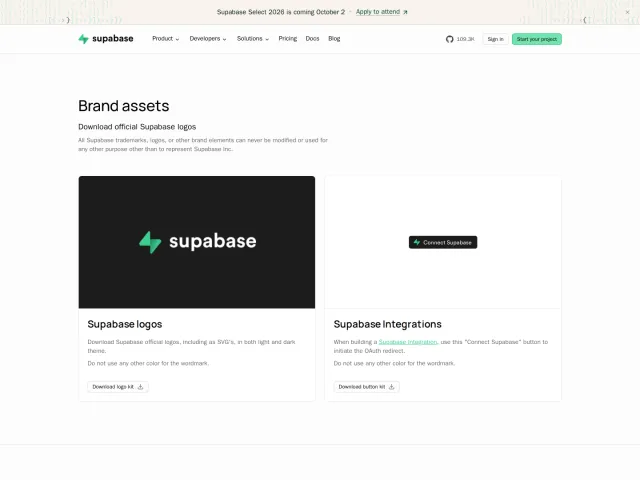 Supabase press & asset kit: Branding
