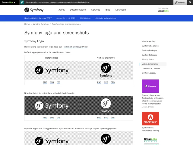 Symfony press & asset kit: Symfony logo and screenshots