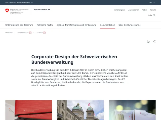 Swiss Federal Administration guidelines: Corporate Design der Schweizerischen Bundesverwaltung