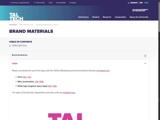 TalTech press & asset kit: Brand materials