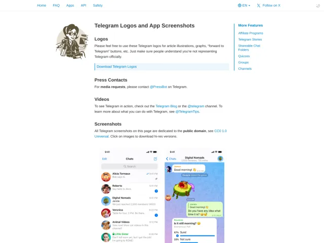 Telegram press & asset kit: Telegram Logos and App Screenshots