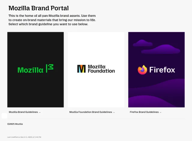 Mozilla brand portal: Landing