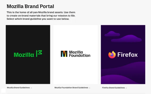 Mozilla brand portal: Landing