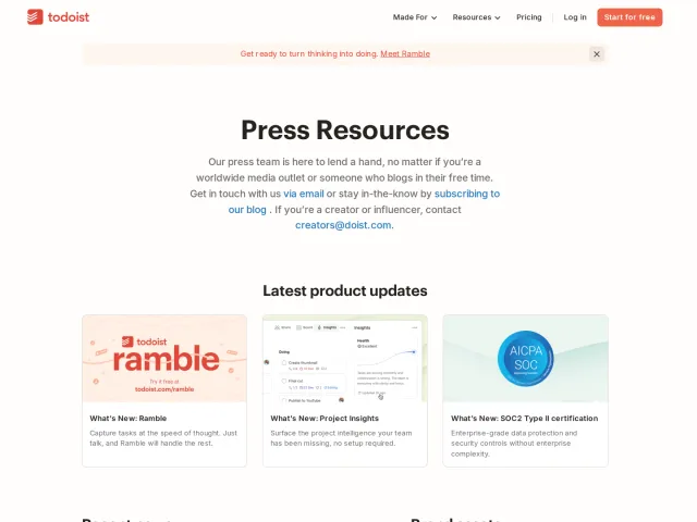 Todoist press & asset kit: Press