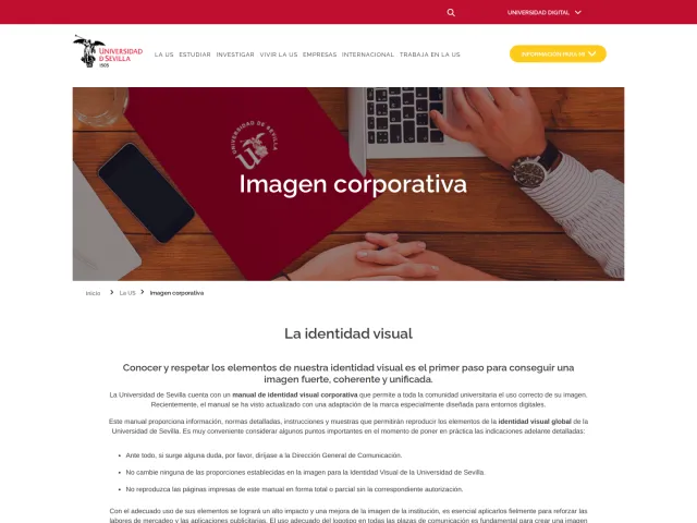 Universidad de Sevilla guidelines: Imagen corporativa