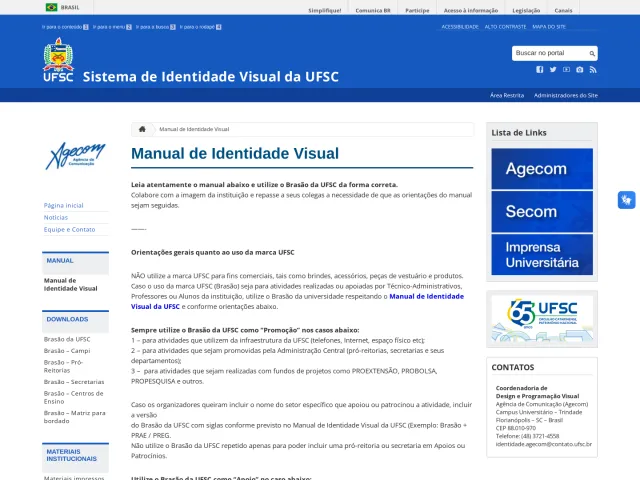 Universidade Federal de Santa Catarina guidelines: Sistema de Identidade Visual da UFSC