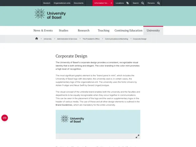 University of Basel guidelines: Corporate Design