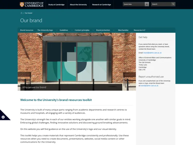 University of Cambridge guidelines: Brand resources