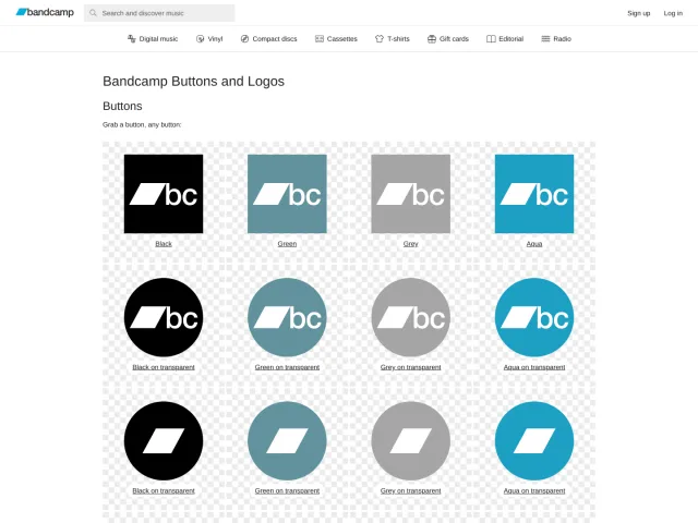 Bandcamp press & asset kit: Bandcamp Buttons and Logos