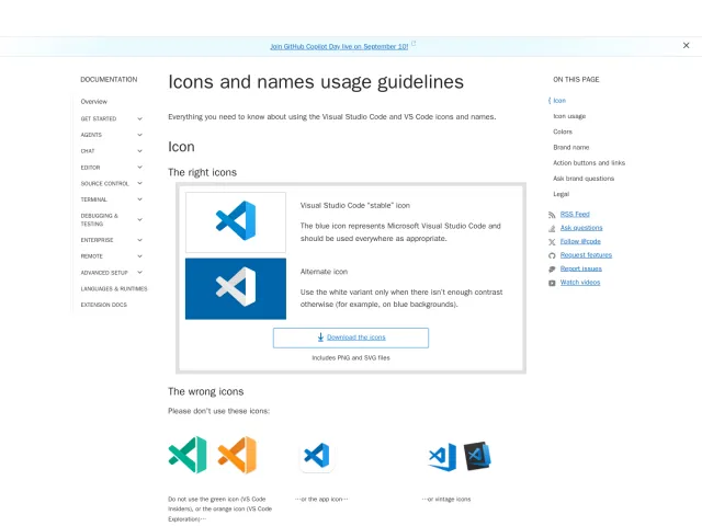 Visual Studio Code guidelines: Visual Studio Code and VS Code icons and names usage guidelines