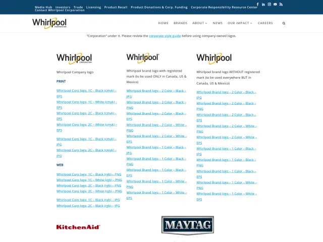 Whirlpool Corporation press & asset kit: Whirlpool Corporation Logos